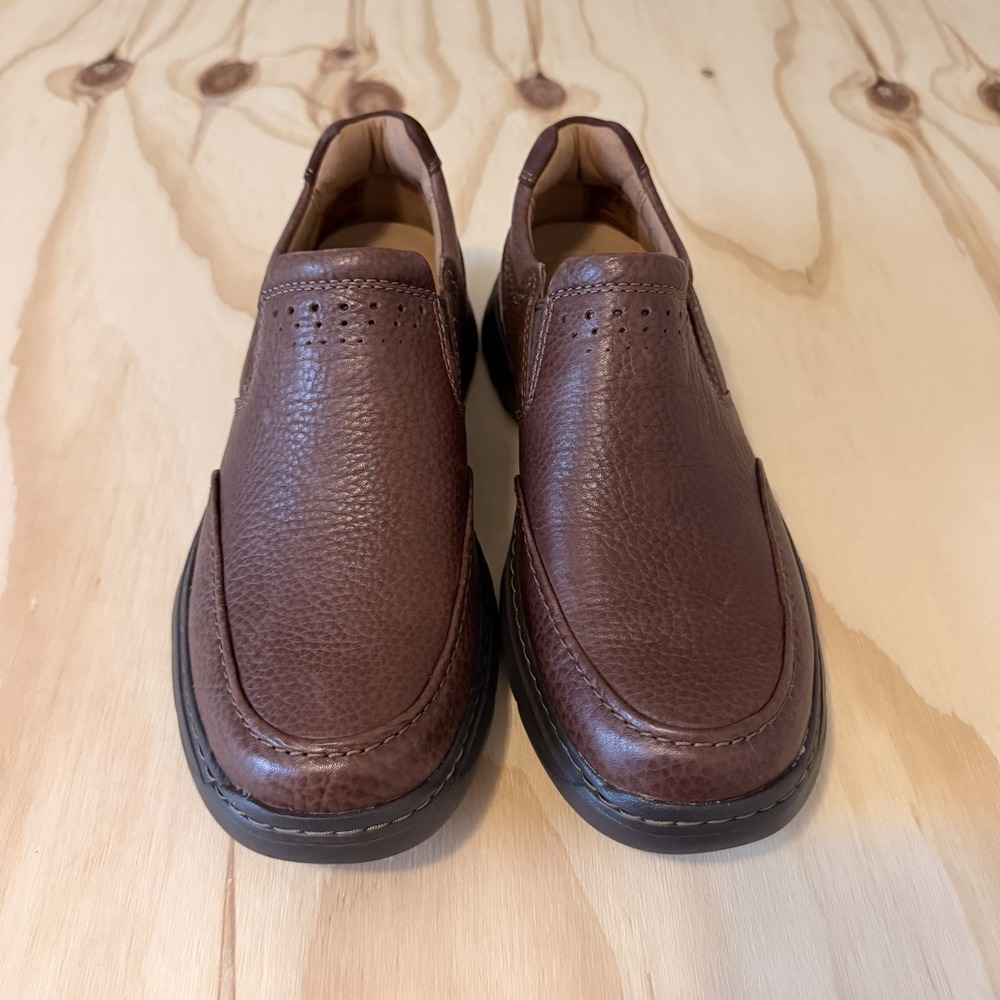 Clarks Un Brawley Step Mahogany Leather Slip On Casual Shoes Mens 9.5M